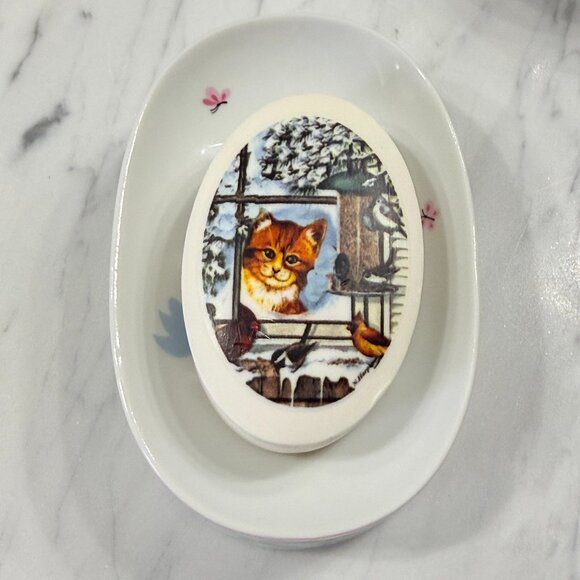 Vintage Other - Vintage Soap Dish & Cat Soap Art
